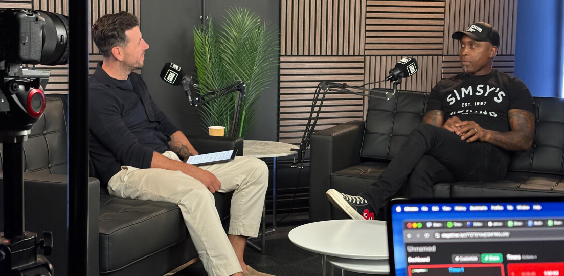 Nigel Benn Darren Barker in our podcast studio